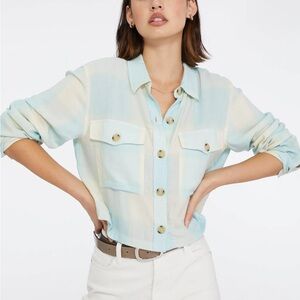 Sanctuary Light Blue & Cream Button-Front Shirt